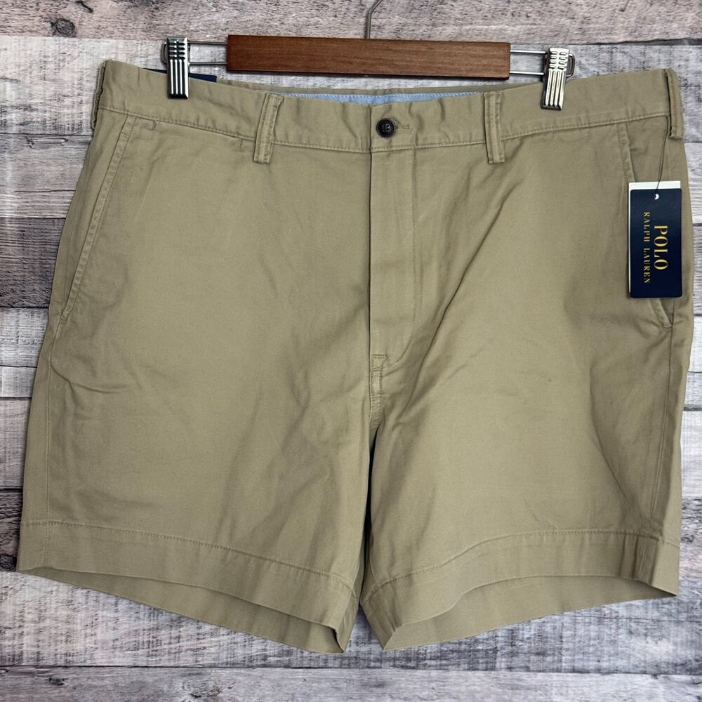Polo Ralph Lauren Chino Shorts Mens 36 Classic Fit Tan Flat Front 6" NEW